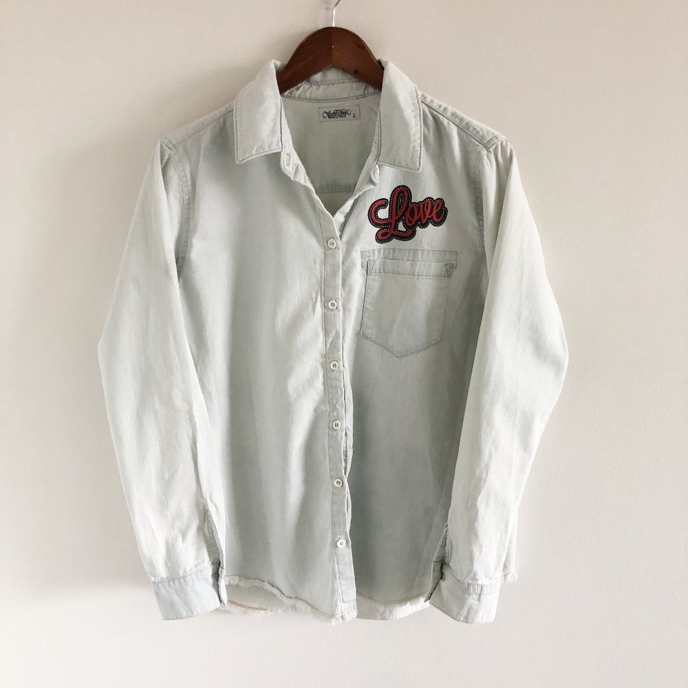 RARE Lauren moshi light blue button up with embellishments!